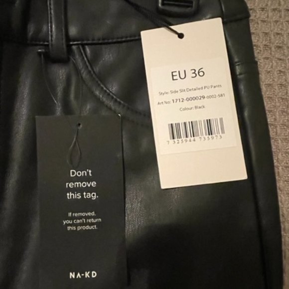NA-KD Trend Side Slit button pants size 36 NWTs Black Detailed - Picture 6 of 8